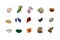 Various colored raw gemstones fragments