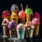 Various colorful ice cream .Large assortment of artisanal Italian ice cream..concept
