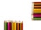 Various colors of pencils on a white background, copy space