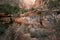 Various colors, textures, scenery and rock formations among the Zion National Park landscapes in the American southwest in the