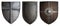 Various crusaders knights shields set isolated 3d illustration