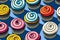 Various cupcakes of different colors