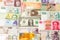 Various currencies banknotes forming a background