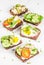 Various danish open sandwiches Smorrebrod