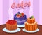 Various Delicious Cakes Flat Vector Illustration