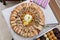 Various delicious canapés served in a plate on the table