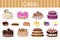 Various Delicious Desserts Vector Illustration