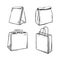 Various Delivery bag sketch set on a white isolated background. Paper Bag for Grocery Shopping. Lunch package. Vector