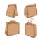 Various Delivery brown bag sketch set on a white isolated background. Paper Bag for Grocery Shopping. Lunch package