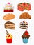 Various Detailed Cakes and Breads Vector Illustration