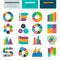 Various diagrams and graphics elements of infographics color flat icon set