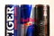 Various energy drinks in aluminium cans