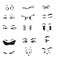 Various of eyes icon handdrawn doodle symbol for Visible, sleep and medicine supervision observe, lens or cry, eyesight health