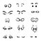 Various of eyes icon handdrawn doodle symbol for Visible, sleep and medicine supervision observe, lens or cry, eyesight health