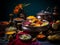 Various festive Indian dishes featuring rogan josh, chicken tikka masala, biryani, tandoori chicken, kebabs and mixed indian