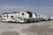 Various Fifth Wheel Recreational RV Vehicles on display at a dealership