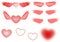 Various flying Hearts and wings with gradients and transparent effects illustration