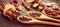 Various fragrant Herbs and Spices over wooden background