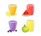 Various Fresh Fruit Detox Juices Set, Glasses of Lemon, Apple, Blueberry, Watermelon Drinks Vector Illustration