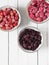 Various frozen berries in a bowl