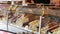 Various fruit apples, bananas in the glaze on the showcase during the world-famous beer festival Oktoberfest, in Munich