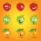 Various Funny Cartoon Fruits. Colorful Vector Clip art