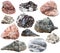 Various gneiss mineral stones and rocks isolated