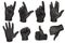 Various hand gestures in black gloves