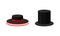 Various Headdress with Black Top Hat and Sombrero Vector Set