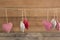 Various heart shape decoration hanging on string