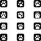 Various imprints, marks, paws, paws, sticker labels, buttons, icons collection