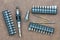 Various interchangeable screwdriver bits with magnetic bit holder