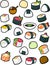 Various Japanese Food Illustration in White Background