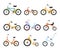 Various kids bikes collection. Colorful bicycles with different frame types. Vector flat illustration set.