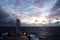 Various kinds of colorful blue sky, white clouds and open spaces of the world ocean. Seascapes. View from the side of a sea ship w