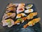 Various Kinds of Sushi Set with Beef, Shrimp, Salmon and Squid