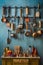 various kitchen utensils hanging on a wall