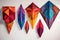 various kite shapes cut from vibrant fabrics