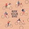 Various lifestyle city cyclists poster