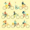 Various lifestyle city cyclists set