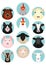 Various livestock face round icon set