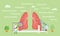 Various lung disease with team doctor examine or explore the lungs - vector illustration