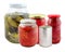 Various marinated vegetables in jars
