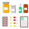 Various medicines. Pills and tablets. Vector illustration.