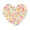 Various multicolored dots heart. Magenta, Cyan,