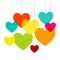 Various multicolored hearts. Magenta, Cyan, yellow