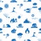 Various natural disasters problems in the world blue icons seamless pattern eps10