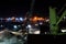 Various night views of the port, piers, terminal of the Port of Haldia, India, October, 2020.