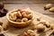 Various nuts in bowl - cashew, hazelnuts, almonds, brazilian nuts and macadamia