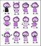 Various Office Girl - Set of Different Cartoon Concepts Vector illustrations